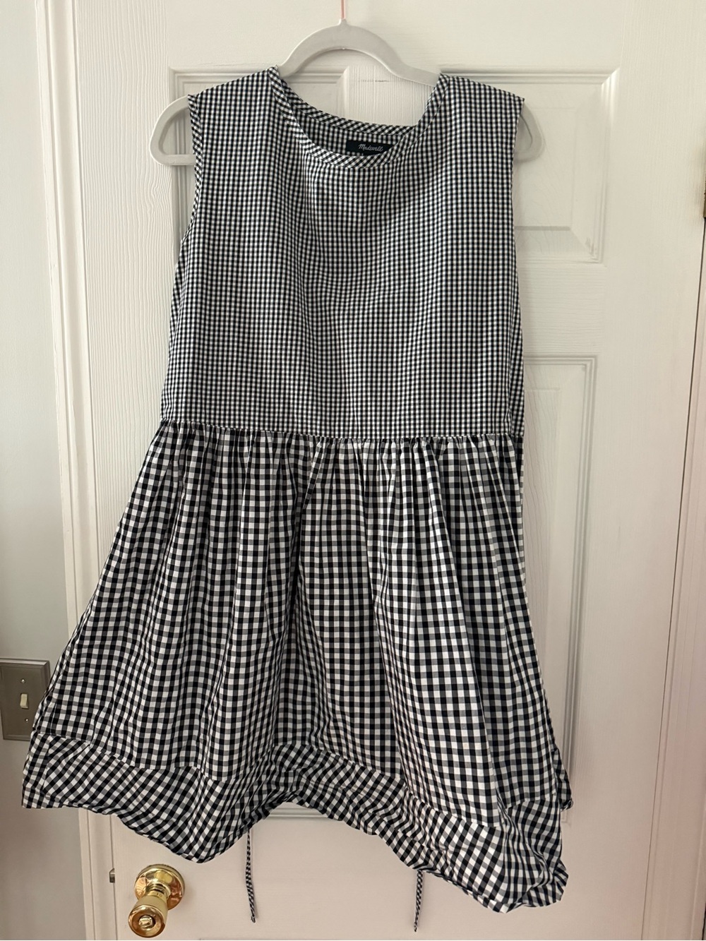 Madewell Black & White Gingham Sleeveless Mini Dress - Picture 2 of 3